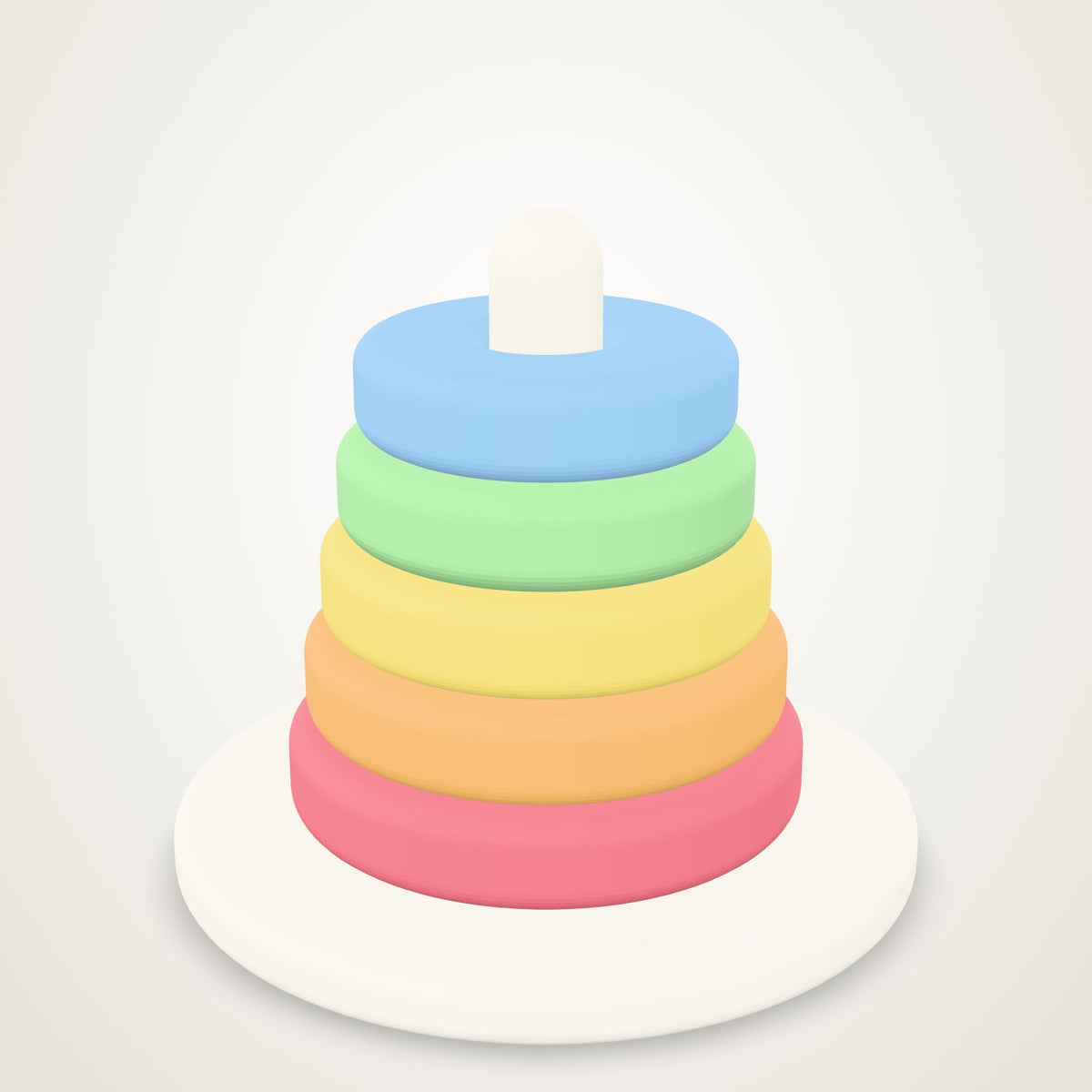 Anoor Ring Stacker - five pastel rainbow rings on a domed post