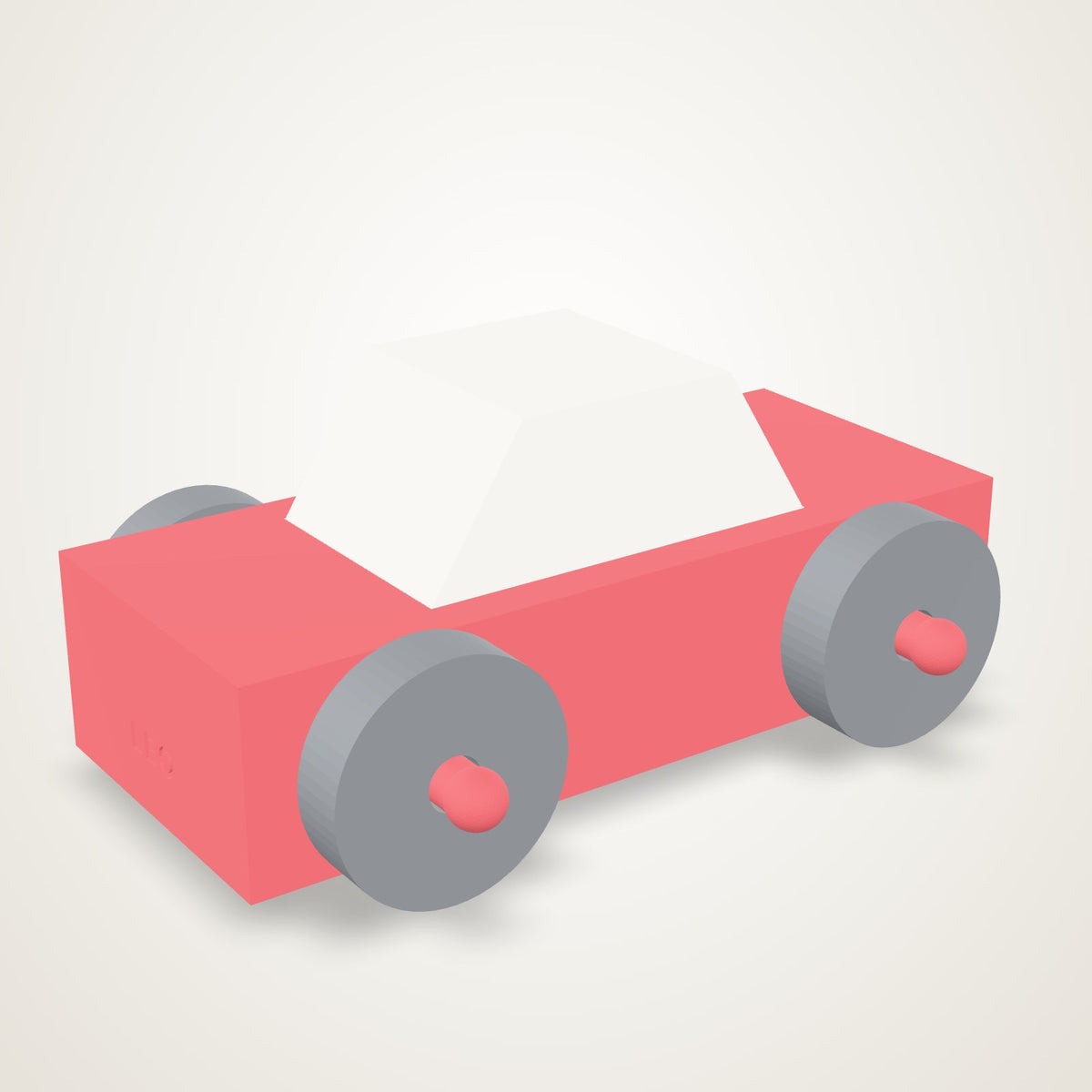 Anoor Car Kit - red snap-together model car with a white cabin and grey wheels