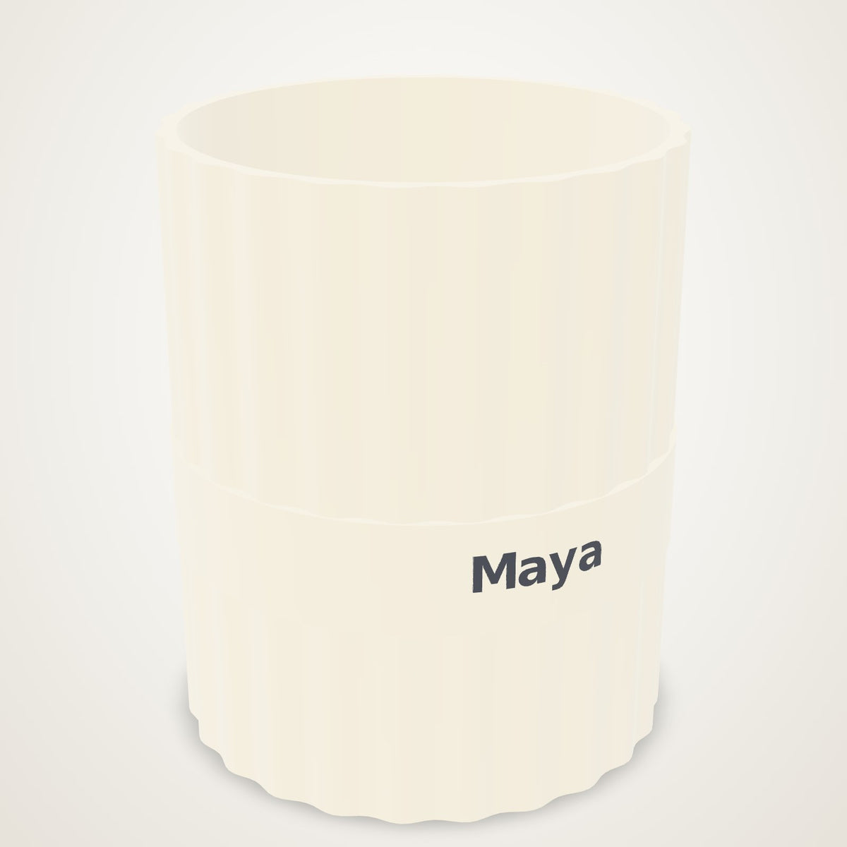 Anoor Desk Cup - fluted pen cup in natural PLA with Maya wrapped around the band