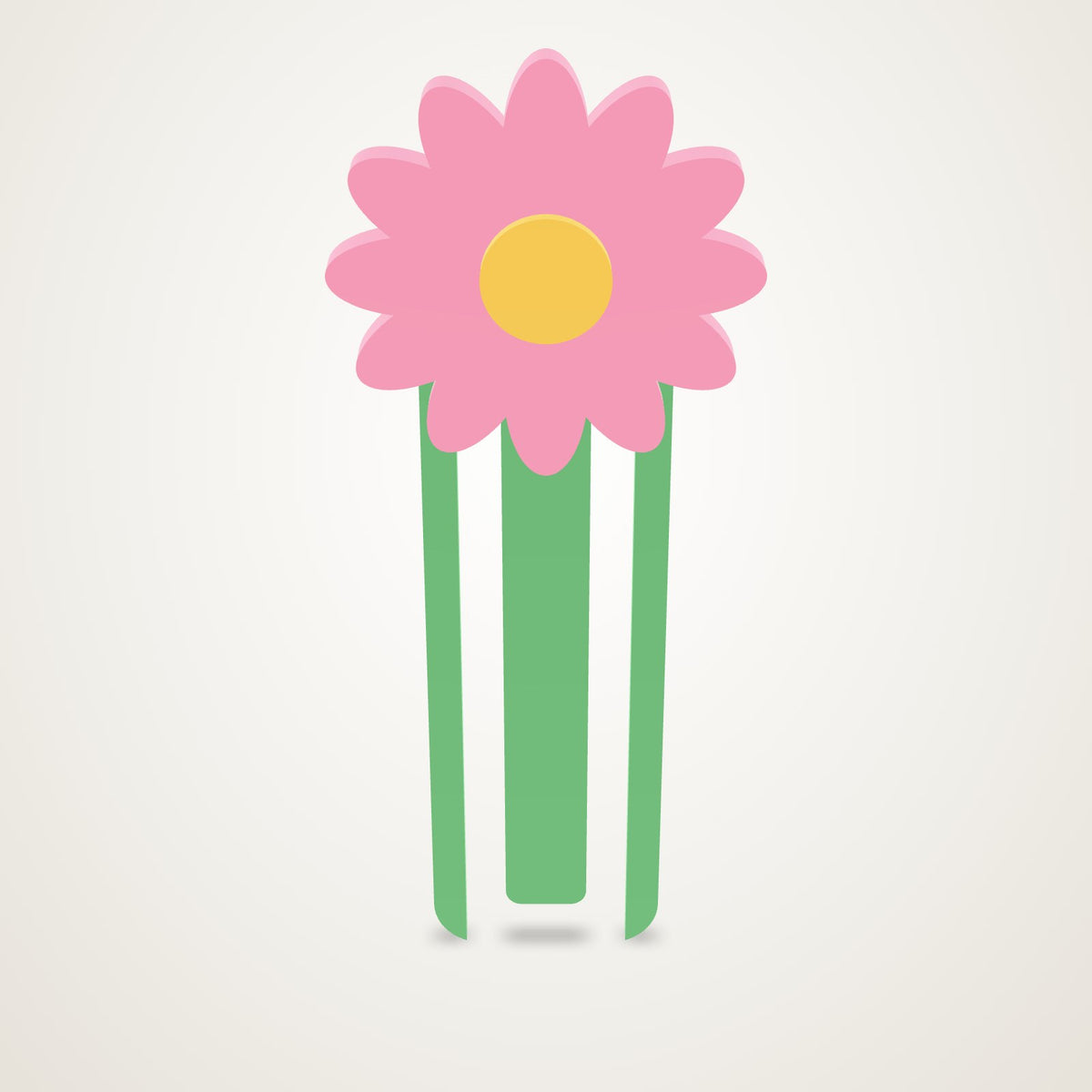 Anoor Flower Clips - a green paper clip with a pink daisy and yellow centre on top