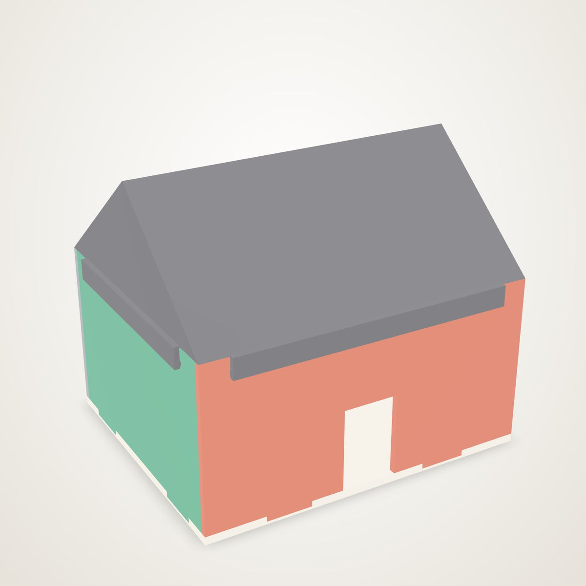Anoor House Kit - six-piece snap-together model house with a grey roof and colored walls