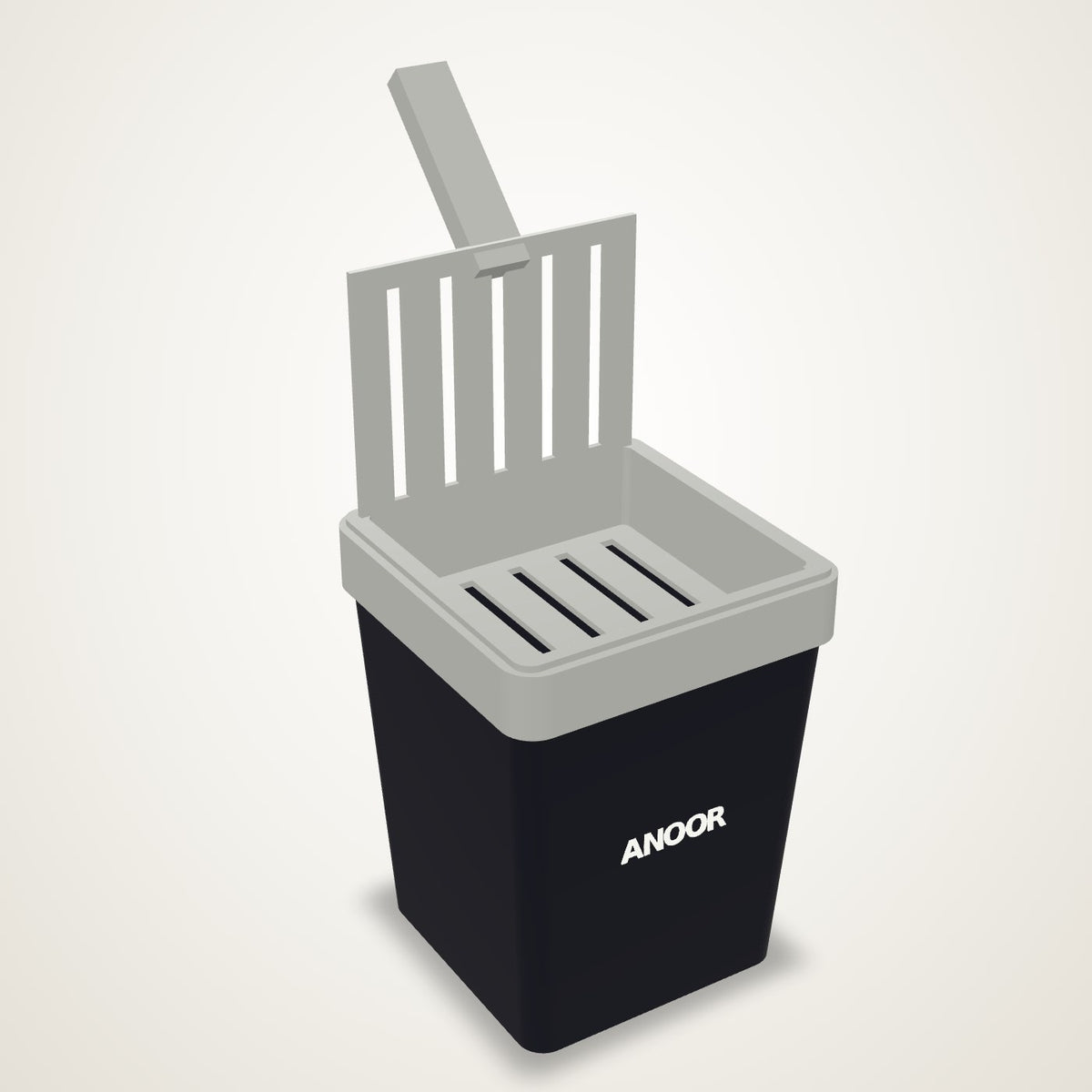 Litter Scoop and Bin — a slotted scoop parked in the collar over a bagged bin